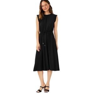 NWT Ann Taylor Ponte Drawstring Waist Maxi Dress black Sz XS